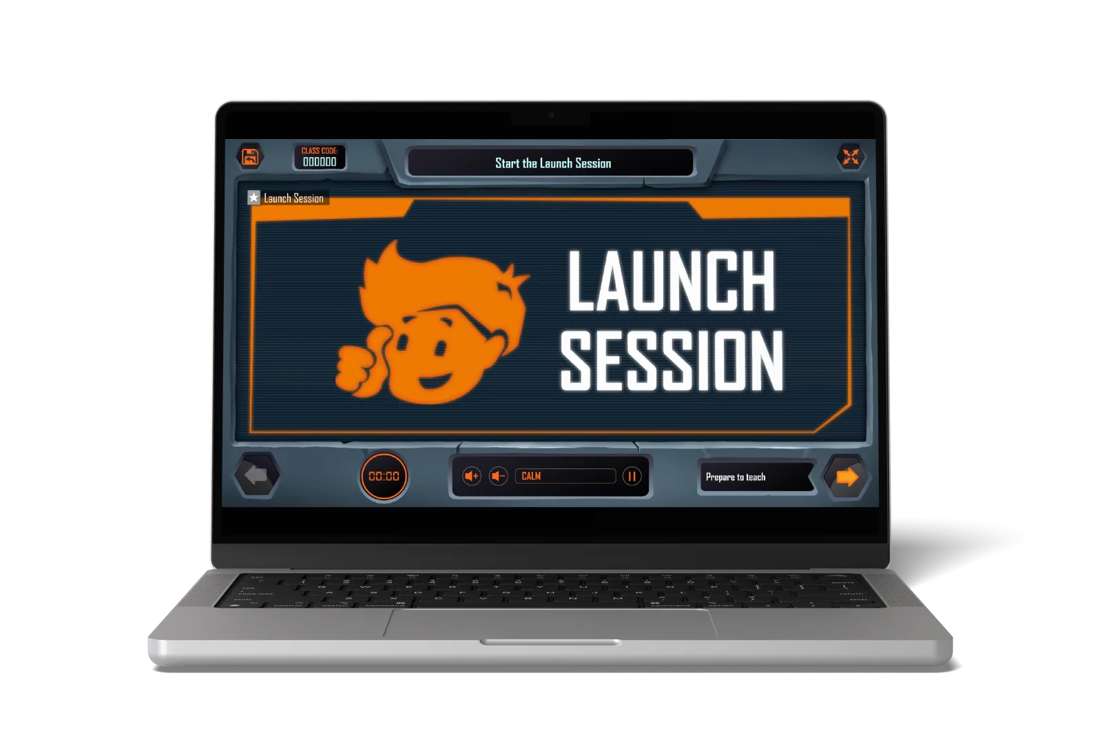 The curriculum platform on screen at the launch of a session
